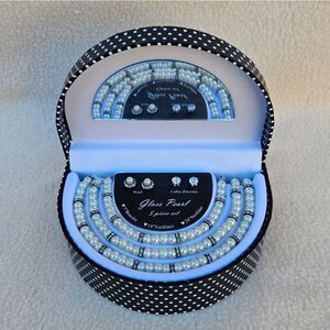 JCP Glass Pearl and Silver Beaded Necklace Bracelet and Earrings Set